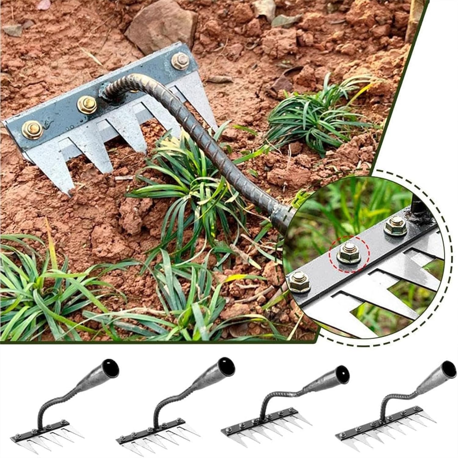 Agriculture Farming Hand Tools - 5/6/7/8 diş Metal tırmık bahçe manuel